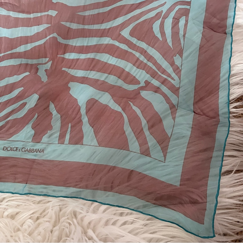 Vintage Dolce and Gabbana Foulards Silk Scarf Neck Zebra Tiger Stripe Italy - Picture 5 of 11